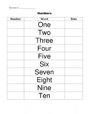 English Worksheet: Numbers