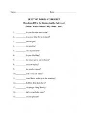 English Worksheet: 5 W�s Worksheet 