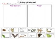 English worksheet: Predators and prey