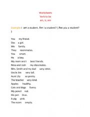 English Worksheet: Verb to be
