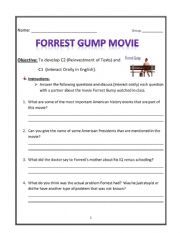English Worksheet: Forrest Gump Comprehension Questions