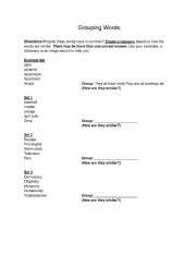 English Worksheet: Grouping Words