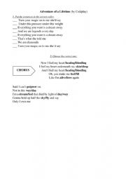 English Worksheet: Adventure of a lifetime - Coldplay