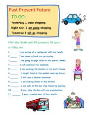 English Worksheet: Past Present Future: to go