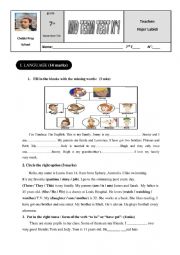 English Worksheet: mid term test n1