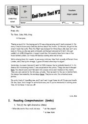 English Worksheet: end term test 2 8th form