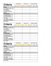 English Worksheet: Rubric for oral presentation kids