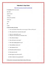 Valentine�s Day Facts video worksheet