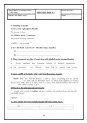 English Worksheet: Mid - term test 2 ; 4th form
