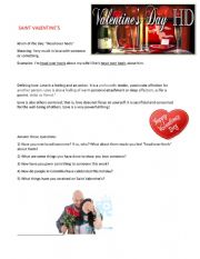 English Worksheet: st valentines day
