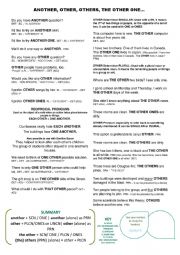 English Worksheet: Do you have another question? OTHER/ANOTHER determiner & pronoun