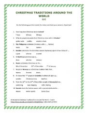 English Worksheet: Christmas traditions around the World