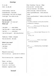 English Worksheet: GREETINGS