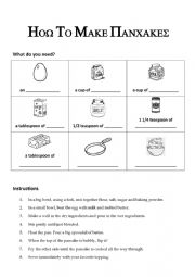 English Worksheet: How to Make Pancakes