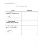 English Worksheet: Vacation Presentation Printable