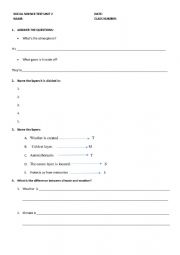 SOCIAL TEST UNIT 2. ATMOSPHERE WEATHER AND CLIMATE