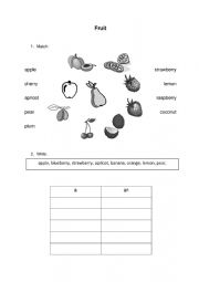 English Worksheet: Fruit