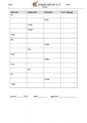 English Worksheet: Irregular verbs test 2