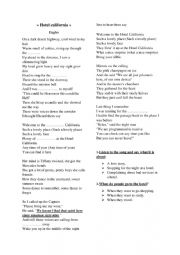 English Worksheet: Hotel California
