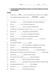 English Worksheet: Conditional sentence exercises