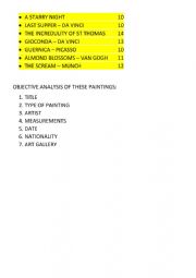 English Worksheet: Painting: objective analysis