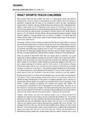 READING-WHAT SPORTS TEACH CHILDREN