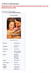 English Worksheet: A walk to remember   movie