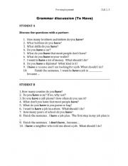 English Worksheet: TO HAVE_Pre-employment Discussion Handout