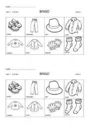 English Worksheet: CLOTHES BINGO