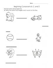 English Worksheet: Consonats B C D 