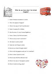 English Worksheet: uk