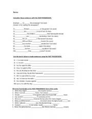 English Worksheet: Past Progressive Quiz