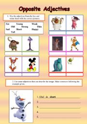 English Worksheet: Opposite Adjectives