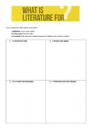 English Worksheet: School of life questions (What is literature for?)