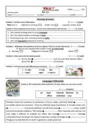 English Worksheet: test 3 9th form 