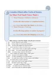 English Worksheet: Complex Object with Verbs of Senses