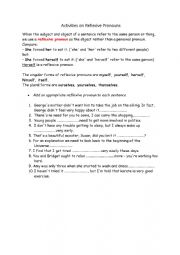 English Worksheet: reflexive  pronouns