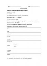 English Worksheet: Oral presentation