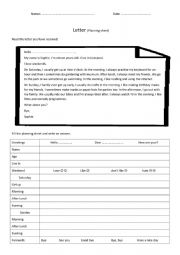 Writing Routines letter planning sheet