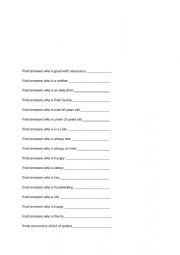 English Worksheet: Find someone who with to be-verb