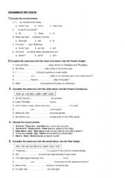 English Worksheet: GRAMMAR REVISION 