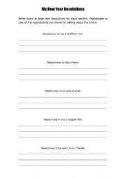 English Worksheet: New Year�s Resolutions