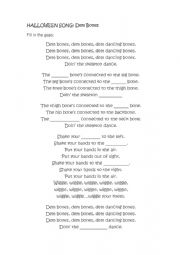 English Worksheet: Song Dem Bones