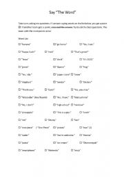 English Worksheet: Say The Word