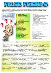 English Worksheet: FALSE FRIENDS