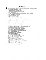 English Worksheet: Clause and phrase
