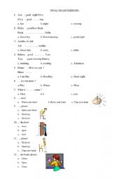 English Worksheet: first grade exam