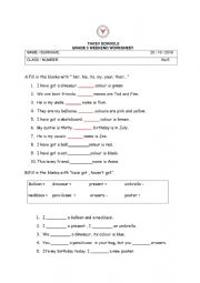 English Worksheet: has got/ possessive adjectives