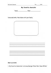 English Worksheet: My Favourite Character