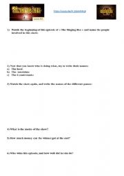 English Worksheet: Singing Bee - episode 404 (American show)